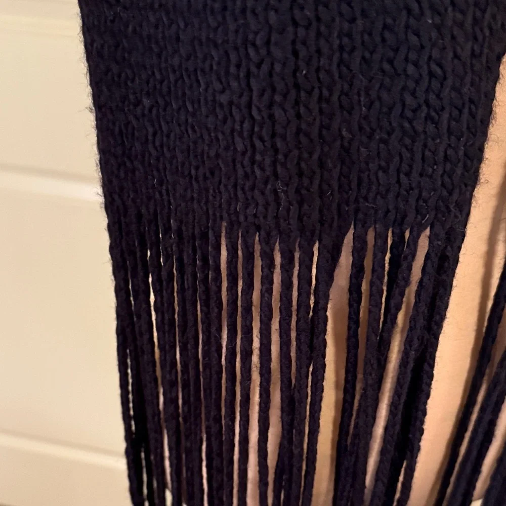 Black Fringe Knit Scarf